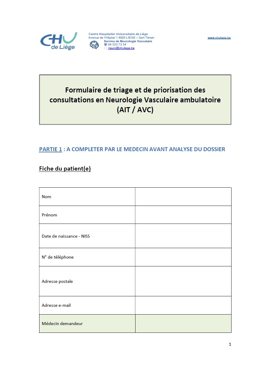 Document formulaire triage - Neurovac Neuro